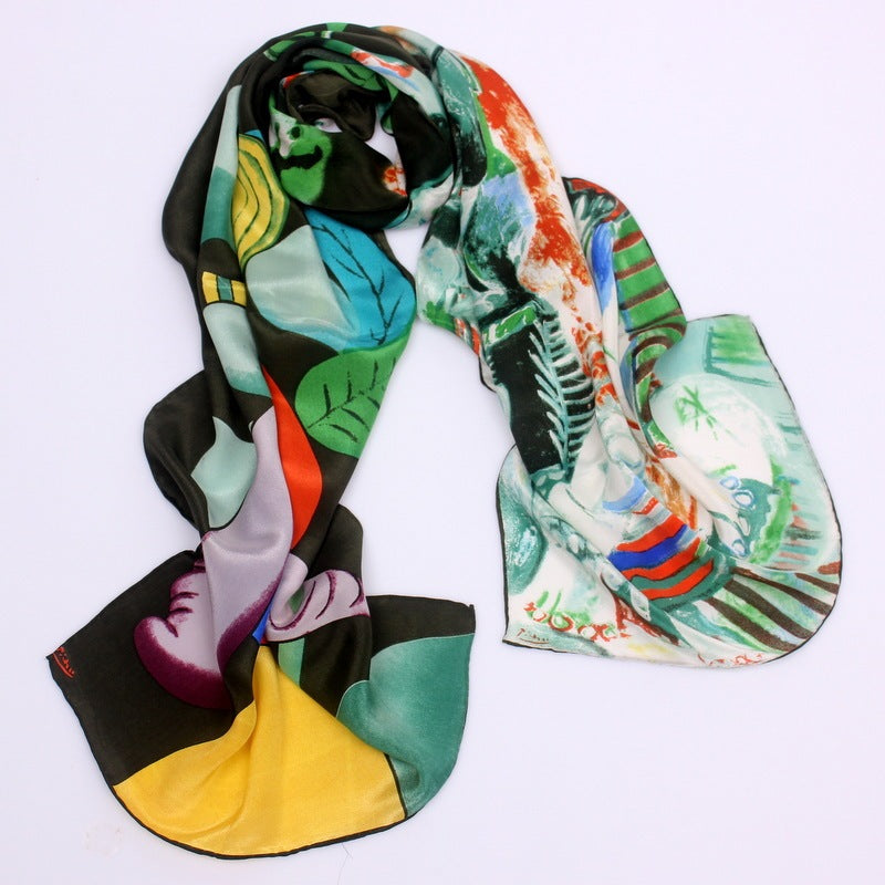 Fine Art-Inspired 100% Mulberry Silk Scarf