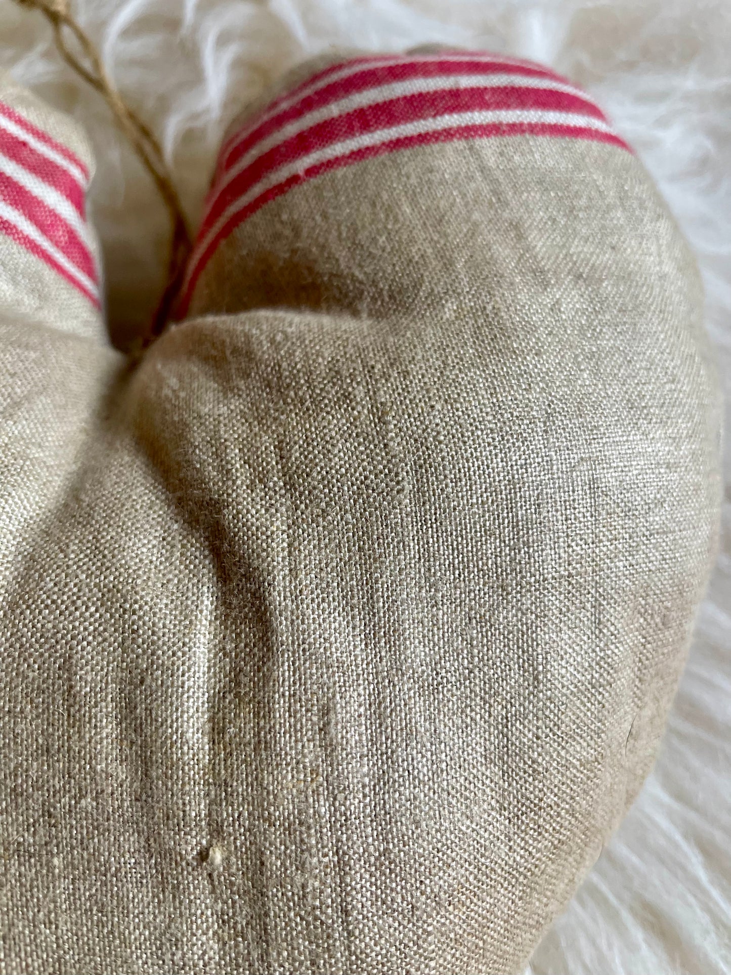 Vintage-Inspired Heart-Shaped Grain Sack Pillow