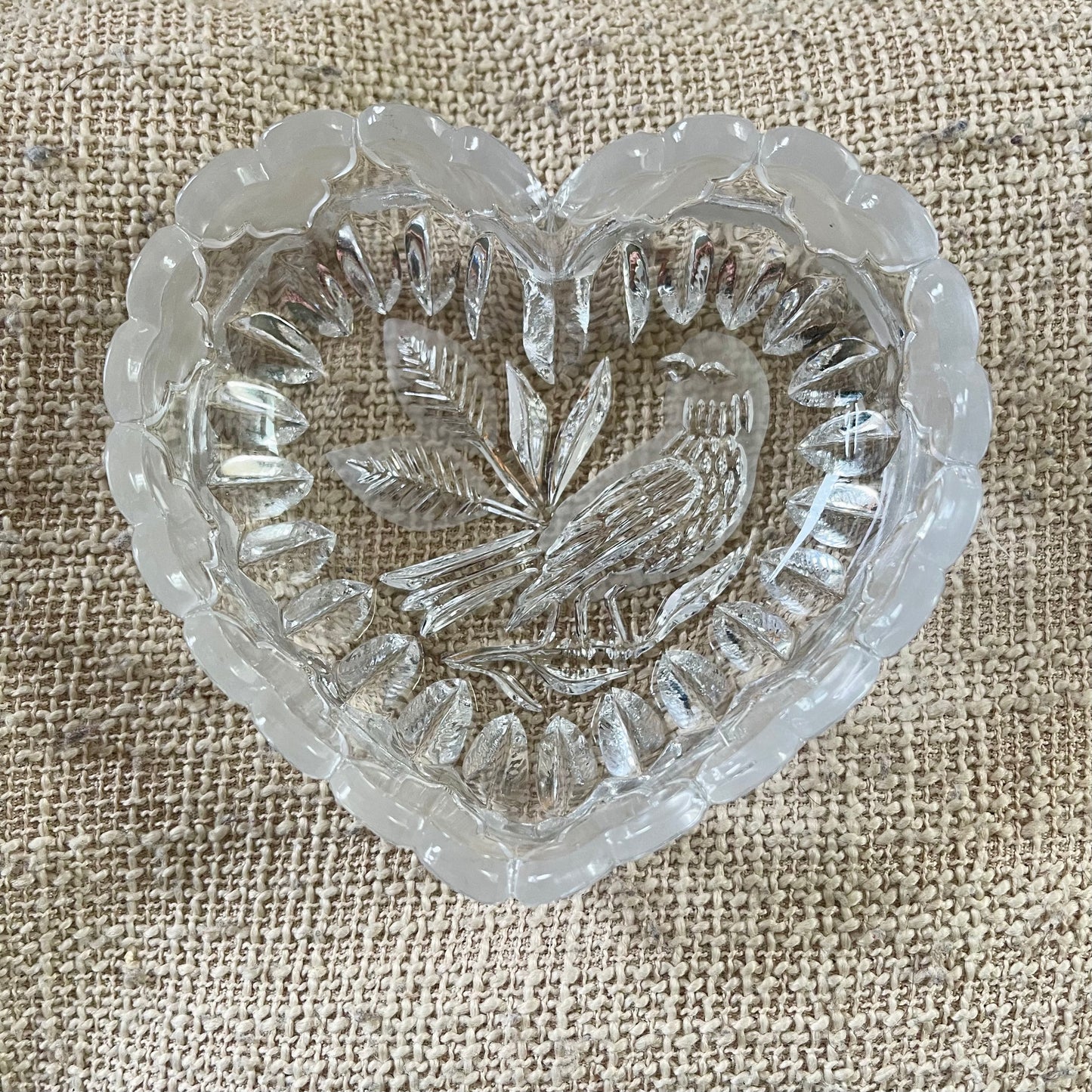 Vintage Hofbauer Byrdes Lead Crystal Heart-Shaped Trinket Dish