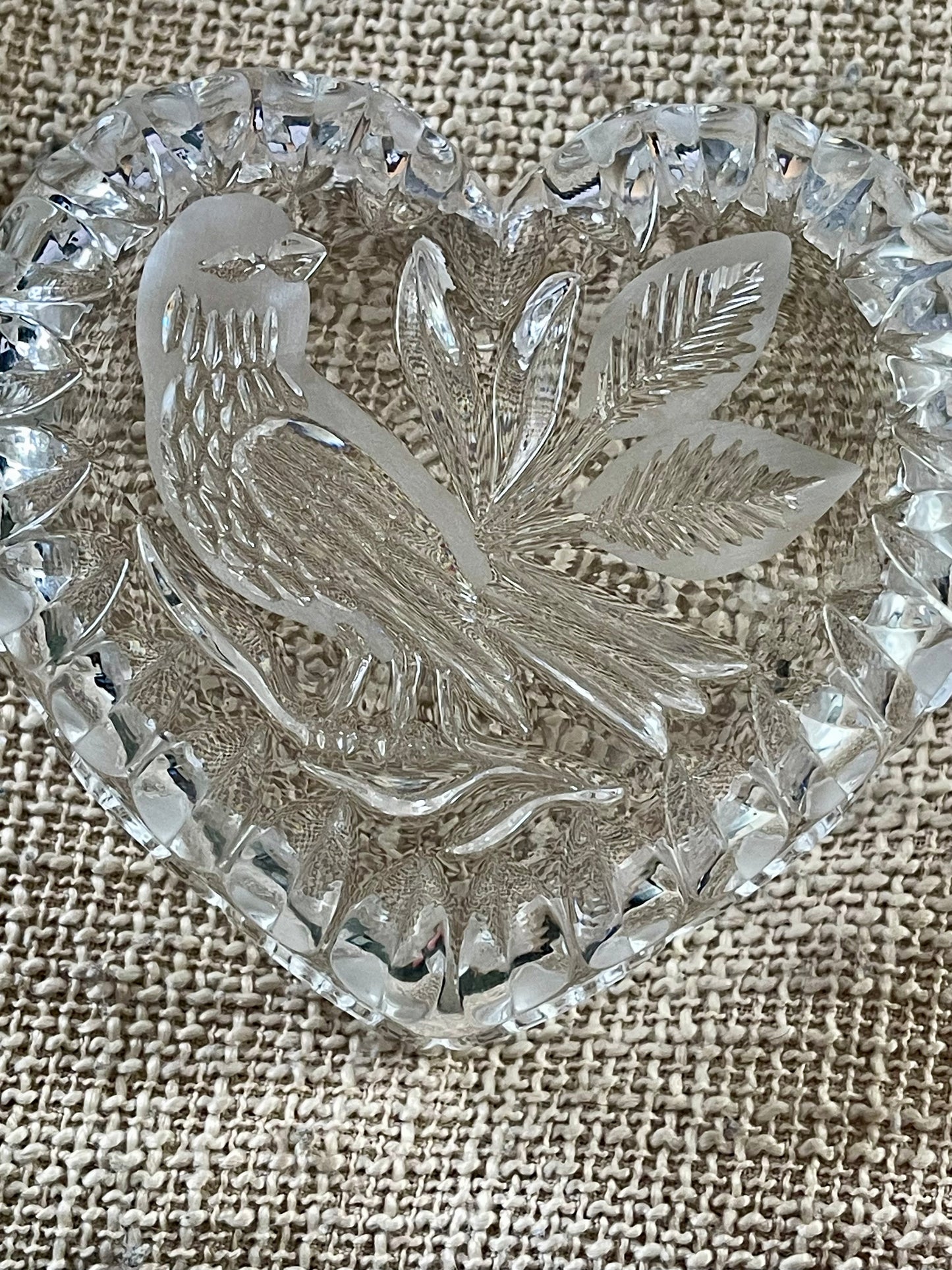 Vintage Hofbauer Byrdes Lead Crystal Heart-Shaped Trinket Dish