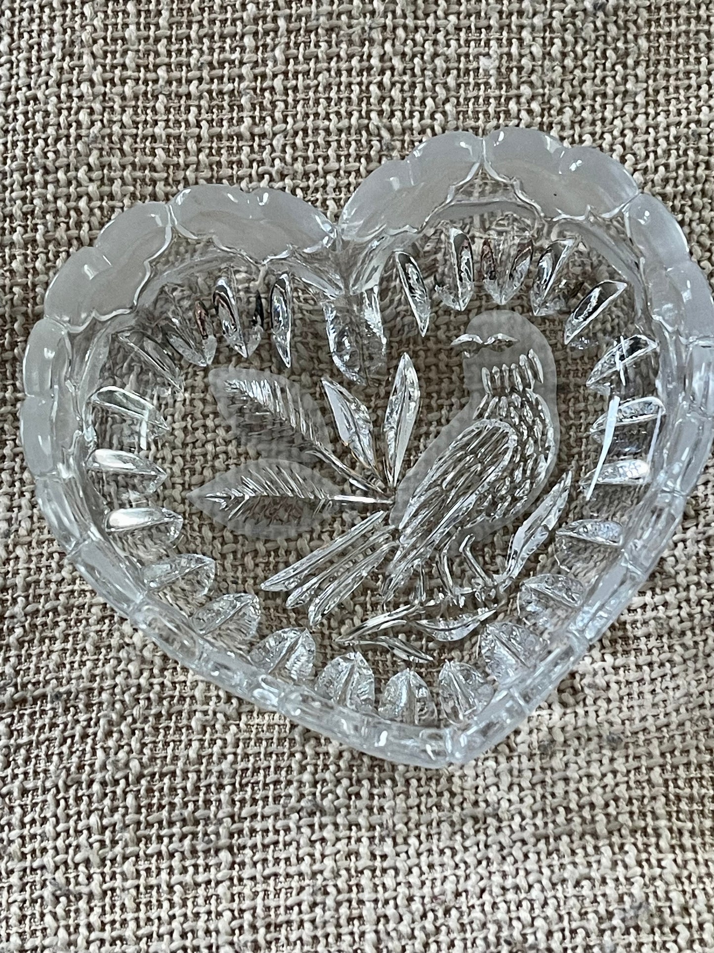 Vintage Hofbauer Byrdes Lead Crystal Heart-Shaped Trinket Dish