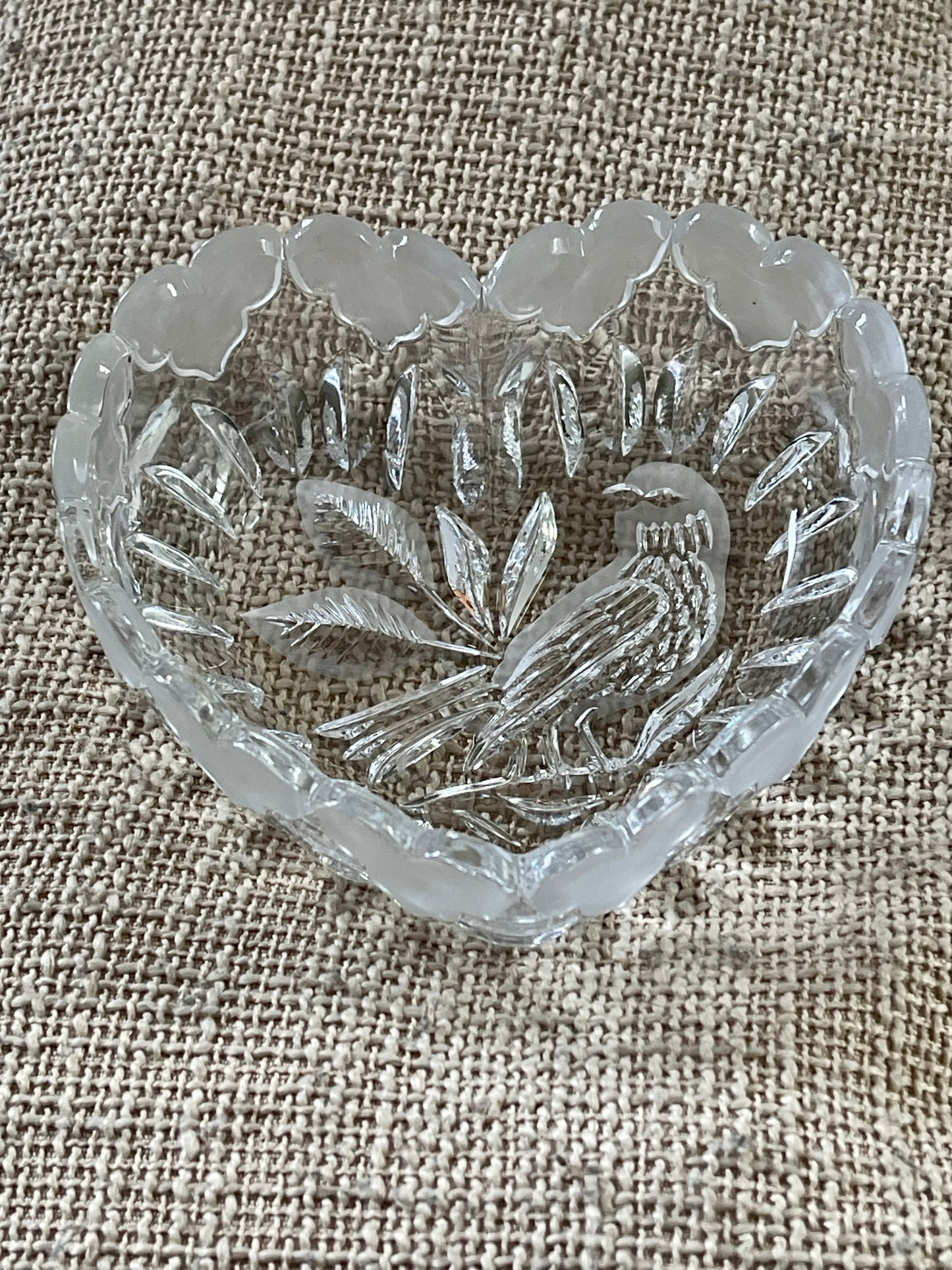 Vintage Hofbauer Byrdes Lead Crystal Heart-Shaped Trinket Dish