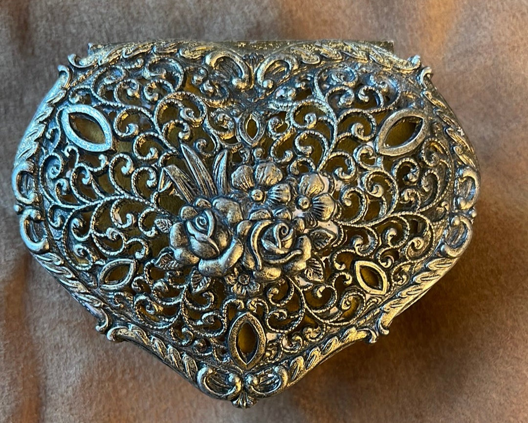 Vintage Japanese Silver Floral Jewelry Box