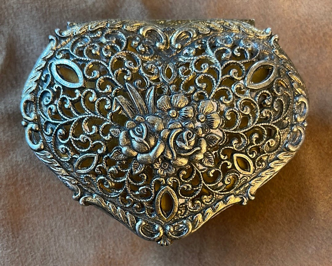 Vintage Japanese Silver Floral Jewelry Box