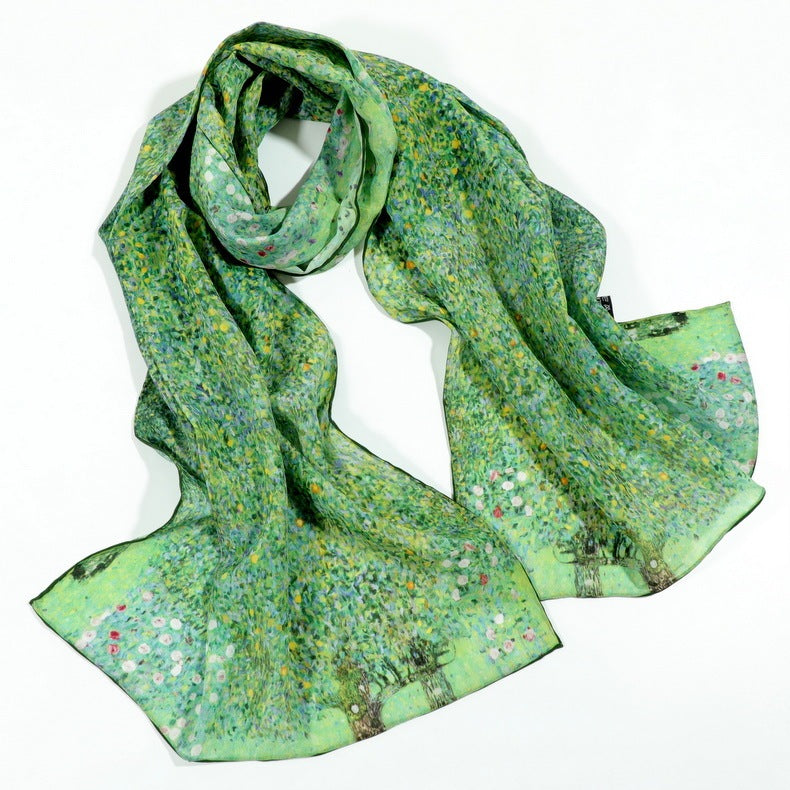 Fine Art-Inspired 100% Mulberry Silk Scarf