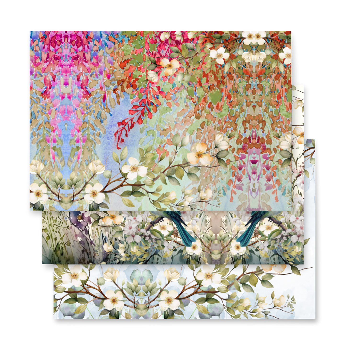 Watercolor Spring Wrapping paper sheets