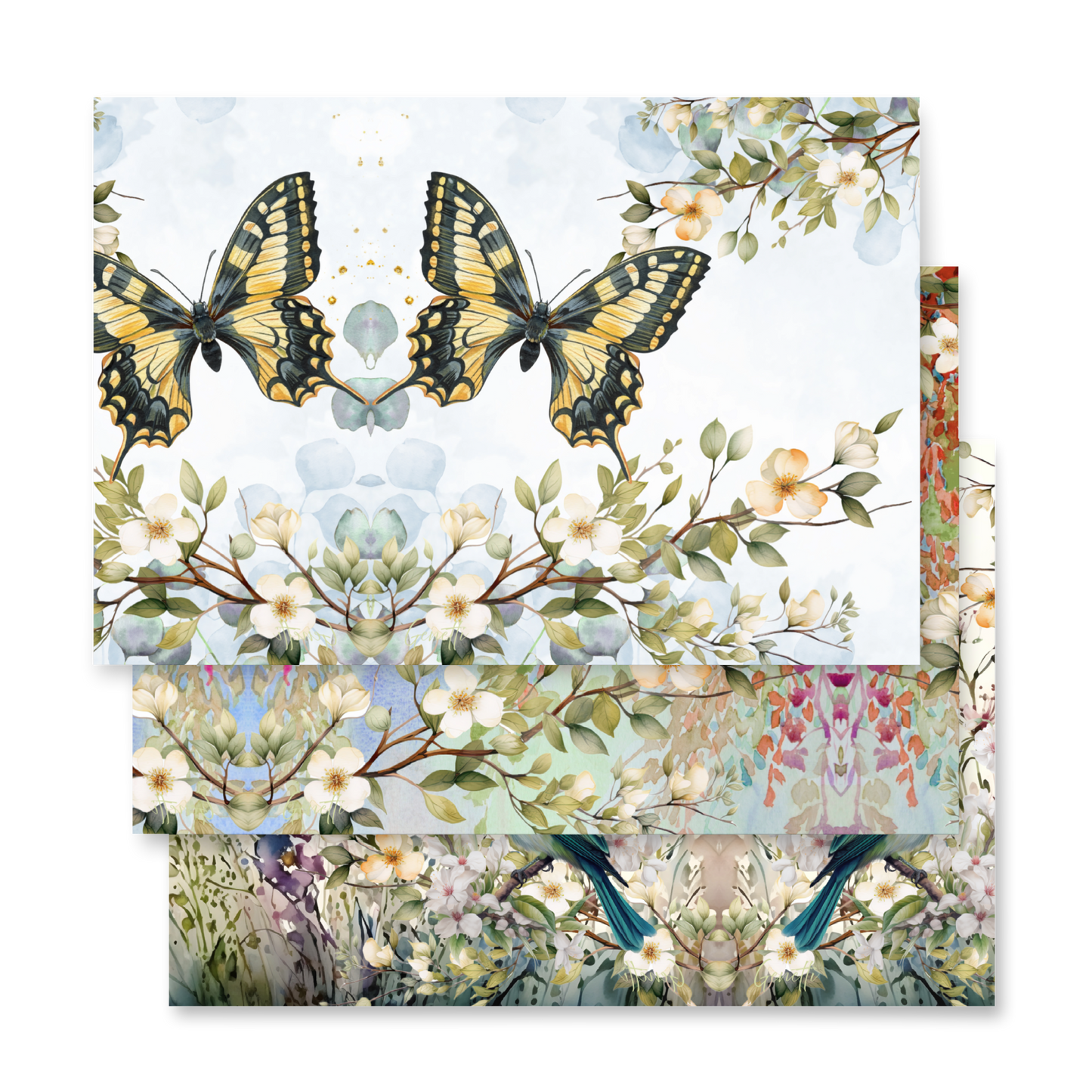 Watercolor Spring Wrapping paper sheets